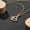 304 Stainless Steel Crystal Rhinestone Heart Pendant Cable Chain Necklaces for Women NJEW-Z056-01A-G-1