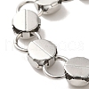 304 Stainless Steel Flat Round Link Chain Bracelet BJEW-Q776-02D-01-3