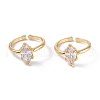 Mother's Day Rings Brass Micro Pave Cubic Zirconia Cuff Rings RJEW-M138-15G-2