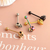 Skull 304 Stainless Steel Straight Barbell 15 Gauge Piercing Tongue Rings for Women Men FS-WG07D05-02-4