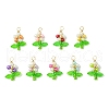 9Pcs 9 Colors Pearlized Glass Pearl Pendants PALLOY-JF03389-1