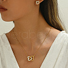 Stainless Steel Rhinestones Heart Necklace and Earrings Set for Women's Daily Wear FX3997-4
