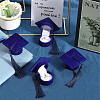 SUNNYCLUE 4Pcs Doctoral Hat Shaped Velvet Jewelry Ring Storage Boxes CON-SC0001-18B-4