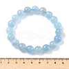 Natural Aquamarine Round Bead Stretch Bracelets for Men Women BJEW-U034-01A-05-5