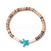 Natural Coconut with Synthetic Turquoise Beads Stretch Bracelets for Men Women BJEW-JB11739-01-2