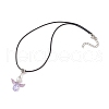Angel Glass Sead Beaded Wing Pendant Necklaces NJEW-MZ00090-03-4