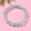 Natural Aquamarine Round Bead Stretch Bracelets for Men Women BJEW-U034-01A-04-2