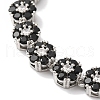 Rack Plating Brass Pave Cubic Zirconia Flower Link Chain Bracelets for Women BJEW-A018-03P-04-2