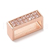 Rack Plating Rectangle Brass Micro Pave Cubic Zirconia Slide Charms KK-L224-037RG-2