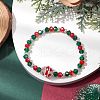 Christmas Bell Glass Beaded Stretch Bracelets BJEW-JB11188-2