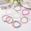 8Pcs Love Theme Natural Rose Quartz & Synthetic Hematite & Opalite Tassel Charm Bracelet Sets BJEW-JB08947-2