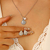 Shell Shape Alloy & Plastic Pearl & Crystal Rhinestone Pendant Necklace & Stud Dangle Earring FS-WG40A88-03-2