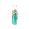 Dyed Synthetic Imperial Column Copper Wire Wrapped Pendants PALLOY-JF03489-3