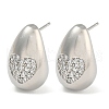 Rack Plating Brass Micro Pave Clear Cubic Zirconia Stud Earring EJEW-C102-29B-P-1