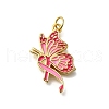 October Breast Cancer Pink Awareness Ribbon Brass Enamel Pendants KK-S517-04D-D-1