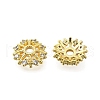 Flower Brass Micro Pave Cubic Zirconia Bead Caps KK-K300-04B-G-2