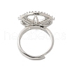 Flat Round Brass Micro Pave Cubic Zirconia Adjustable Ring Settings KK-K297-06P-3
