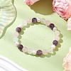 Natural Rose Quartz & Amethyst & Pearl Round Beaded Stretch Bracelets for Women BJEW-JB11041-03-2