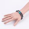 Couples Natural Larvikite Stretch Bracelets BJEW-JB03315-02-3