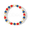 Fashionable Handmade Polymer Clay & Brass Beaded Stretch Bracelets for Women KK6336-1