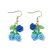 Flower with Cherry 304 Stainless Steel Glass Seed Beads Dangle Earrings EJEW-MZ00419-05-2