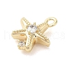 Marine Animal Theme Golden Brass Micro Pave Clear Cubic Zirconia Pendants KK-U031-01G-06-2