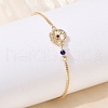 Brass Micro Pave Cubic Zirconia Birthday Flower Link Bracelets BJEW-U031-01G-09-2