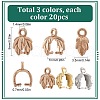 SUNNYCLUE 60Pcs 3 Colors Brass Ice Pick Pinch Bails KK-SC0003-71-2