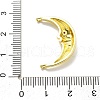 Brass Deep Pink Cubic Zirconia Crescent Moon Face Connector Charms KK-D359-26G-3