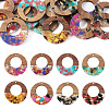 16Pcs 8 Colors Transparent Resin & Walnut Wood Pendants RESI-TA0001-96-1