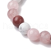 8.5mm Round Natural Rhodonite & Howlite & Strawberry Quartz & Rose Quartz  Bead Stretch Bracelets for Women BJEW-JB10944-06-3