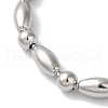 Non-Tarnish 304 Stainless Steel Round & Rice Beaded Bracelets for Women BJEW-B092-04P-2