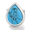 304 Stainless Steel Synthetic Turquoise Cuff Rings G-Z056-09P-02-2