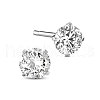 SHEGRACE Rhodium Plated 925 Sterling Silver Four Pronged Ear Studs JE420A-02-1