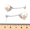 925 Sterling Silver Clear Cubic Zirconia Round Dangle Stud Earrings EJEW-L300-03P-5