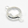 Silver Color Plated Brass Glass Links connectors X-GLAA-J011A-S-4