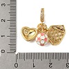 Rack Plating Brass Pink Enamel European Dangle Charms KK-P279-47G-3