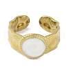 Ion Plating(IP) 304 Stainless Steel Enamel Flat Round Cuff Finger Rings RJEW-L107-061G-01-2