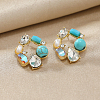 Simple Synthetic Turquoise Stud Earrings LR3761-1