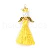 Glass Pearl Round Beaded with Polycotton Tassel Big Pendants PALLOY-MZ00611-2