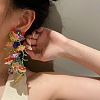 Flower Alloy Glass Seed Beaded Dangle Stud Earrings FS-WGF7797-01-2