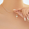 Elegant Fashion Brass Sparkling Clear Cubic Zirconia Key Pendant Necklaces for Women CT5089-1-3