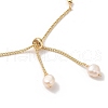 Adjustable Round Natural Amethyst & Natural Pearl Slider Bracelets BJEW-C068-07G-4