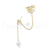 Flower Cubic Zirconia Asymmetrical Earrings EJEW-K088-05G-3