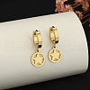 Stainless Steel Flat Round with Star Hoop Earrings ZU0993-2