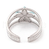 Flower 304 Stainless Steel Open Cuff Rings RJEW-G314-02P-4