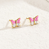 Elegant Brass Butterfly Stud Earrings EJ7103-1
