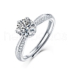 Rhodium Plated 925 Sterling Silver Micro Pave Cubic Zirconia Adjustable Rings AJEW-U007-13P-4