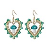 Heart with Mushroom Handmade Lampwork Dangle Earrings EJEW-MZ00450-04-2