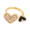 Brass Micro Pave Clear Cubic Zirconia Open Cuff Rings RJEW-U009-04E-G-2